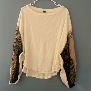 Boho waffle batwing top